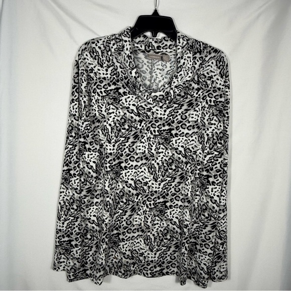 Chico's Tops - Chico’s Women’s Long Sleeve Cowl Neck Leopard Print Top.  Chico’s Size 3.  NWOT.